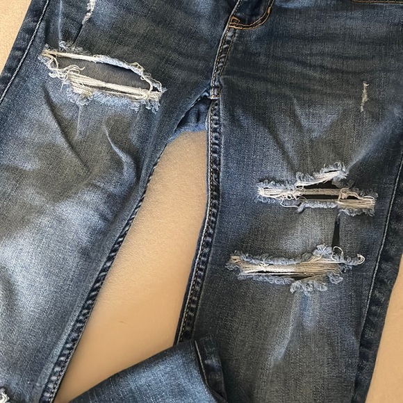 Hollister denim blue jeans low rise super skinny leg distressed (1 juniors) - Picture 2 of 7
